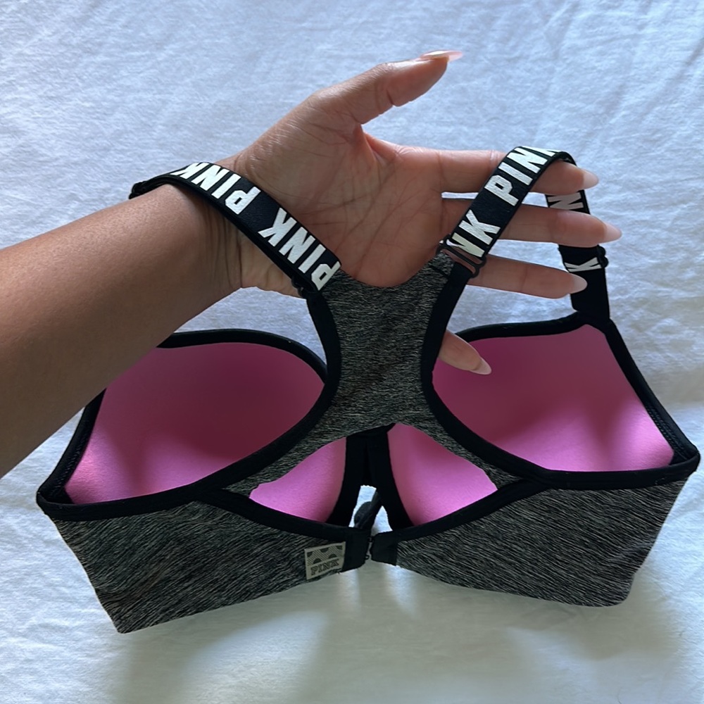Pink Racer Back Sports Bra - Picture 3 of 4